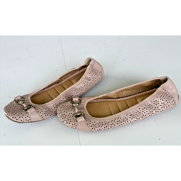 🩰 Me Too Comfort Scrunch Ballet Flats 8.5 M Pink Leatherette; Horse Bit Straps - Picture 1 of 10
